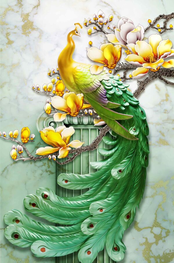 پوستر دیواری طاووس سبزپر