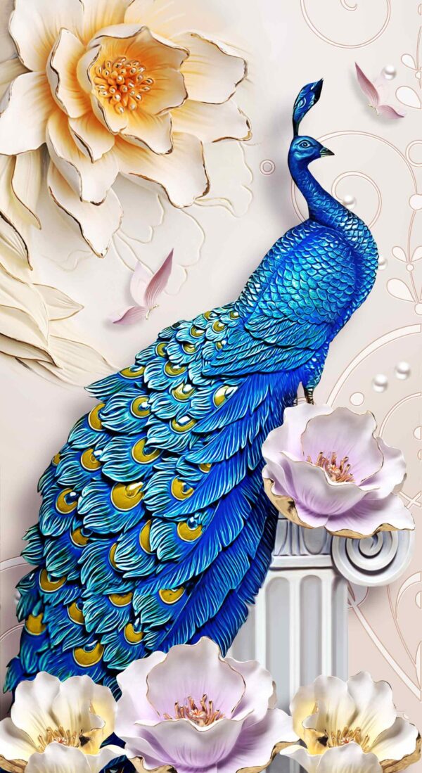 پوستر دیواری طاووس آبی