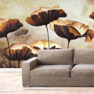 پوستر دیواری گل قهوه ای نقاشی