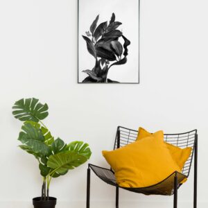 تابلو مینیمال طراحی چهره با برگ